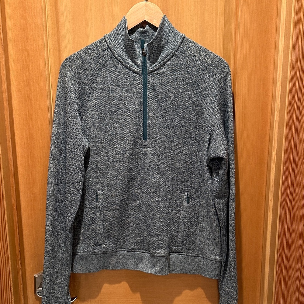 lululemon athletica Womens Half Zip-Up Sweater in Green Jasper/White
